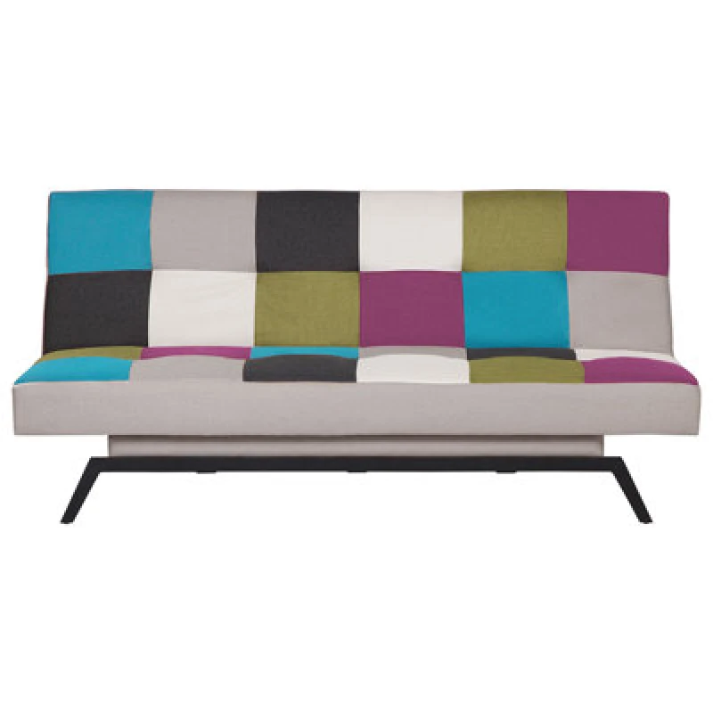 Image of Beliani Sofa Bed 3 Seater Leeds Fabric Multicolour