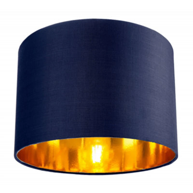 Image of Happy Homewares Contemporary Blue Cotton 10 Table/pendant Lamp Shade With Shiny Copper Inner