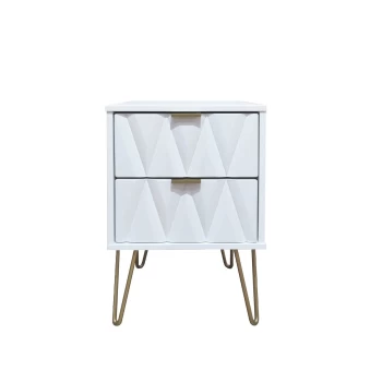 image of Ice 2 Drawer Bedside Table - White