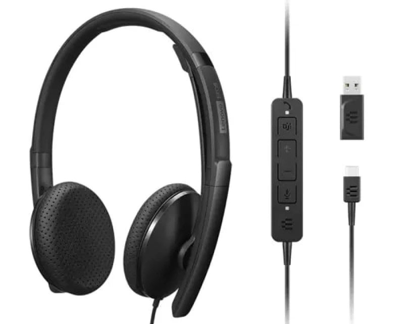 Image of Lenovo 4XD1M45626 headphones/headset Wired Head-band USB Type-C Black