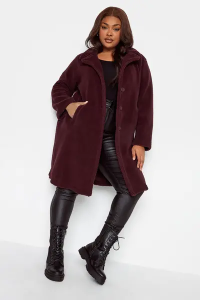 image of Yours Faux Fur Coat Red