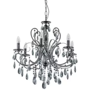 image of Italux Barocco Black - Classic Chandeliers Black 6 Light with Crystal Shade, E14