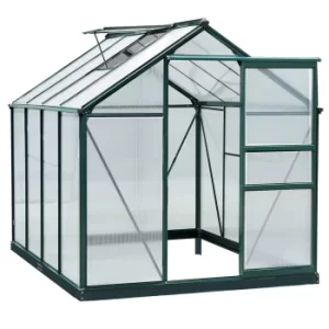 image of Outsunny Clear Polycarbonate Greenhouse Large Walk-In Green House Garden Plants Grow Galvanized Base Aluminium Frame w/ Slide Door (6 x 8ft)