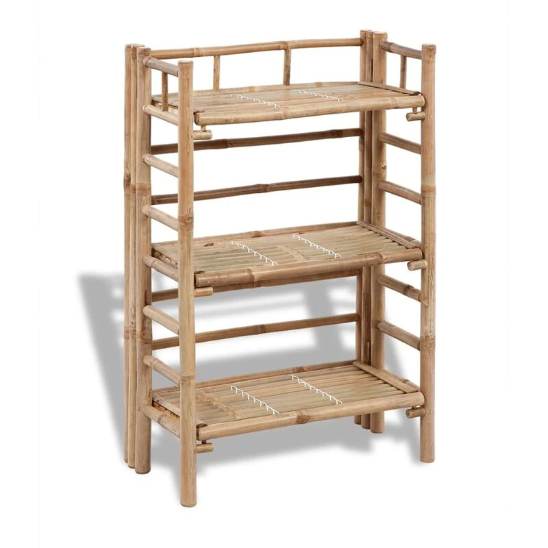 Image of vidaXL 3-tier Plant Rack Bamboo Outdoor Patio Flower Pot Storage Display Shelf