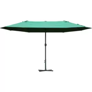 image of Sun Umbrella Canopy Double-side Crank Sun Shade Shelter 4.6M Dark Green - Outsunny