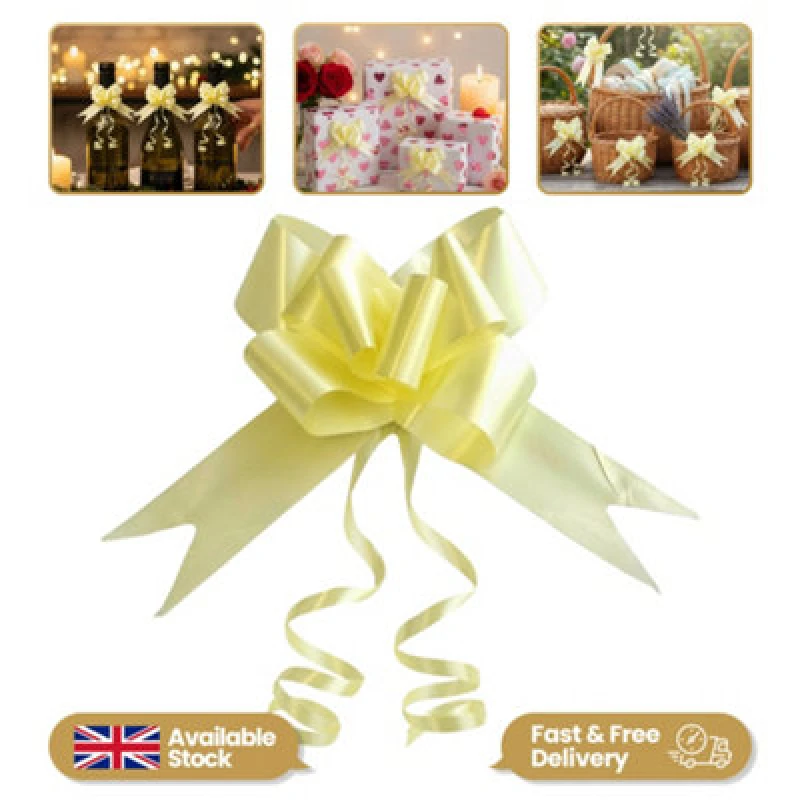 Image of Shatchi Large 30mm/3cm Ribbon Pull Bows Light Yellow for All Occation Decoration , 20PK Yellow unisex