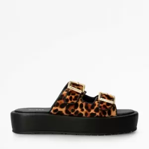 image of Guess Womens Ramod Flatform Sandals - Leopard - UK 3