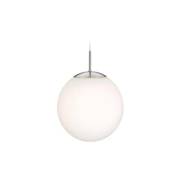 Image of Firstlight - Globe - 1 Light Globe Ceiling Pendant Brushed Steel, Opal White Glass, E27