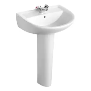 image of Armitage Shanks Sandringham 21 washbasin 55cm, 1 taphole, with overflow no chainstay hole White E894901 - 693817