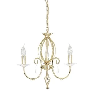 Image of Chandelier 3 Light Polished Brass Finish, E14