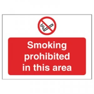 Image of Blick Safety Sign Smoking Prohibited in This Area 450x600mm PVC P35ZR