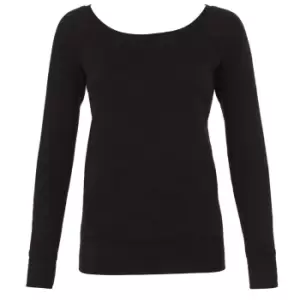 image of Bella + Canvas Womens/Ladies Sponge Fleece Wide Neck Sweatshirt (L) (Black)