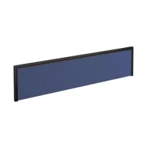 image of Straight fabric desktop screen 1600mm x 380mm - blue fabric with Black aluminium frame