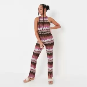 image of Missguided Coord Split Hem Flare Trouser - Brown