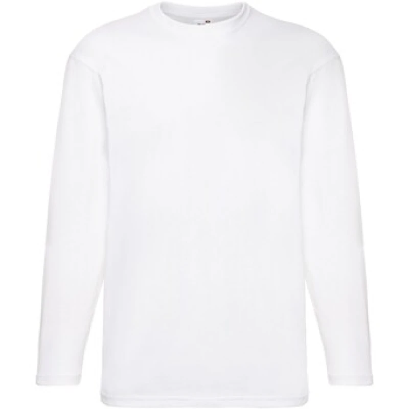 Image of Fruit Of The Loom Fruit of the Loom Men Valueweight Long-Sleeved T-Shirt in White Size: Medium White M Male 5063652788806