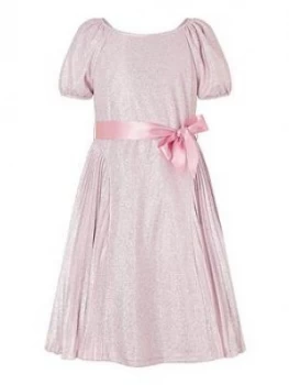 Monsoon Girls Mercury Shimmer Pleated Dress - Pink, Size 12-13 Years, Women