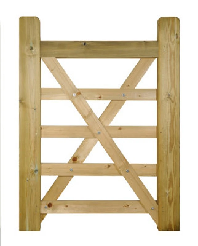 Image of Burbage Iron Craft Evin 5 Bar Wooden Farm Field Gate 900mm Wide X 1200mm High Ev03