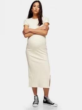 Image of Topshop Maternity Wide Belt Rib Column Dress - Cream