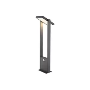 image of 4lite Die Cast Aluminium Solar LED Bollard 600mm with 2 Light Modes & Motion Detector - Graphite