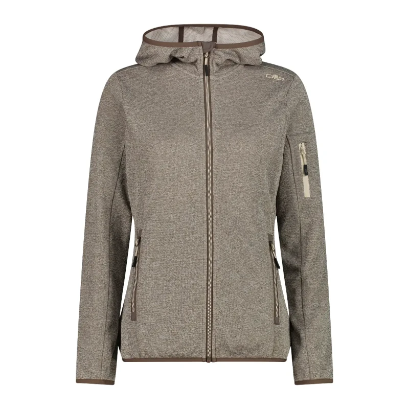 Image of CMP Womens Mesh Hoodie Sweatshirt CMP Knit-Tech Marron Female 2XS