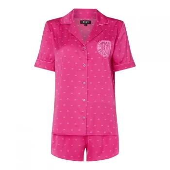 image of DKNY Logo Print Pyjama Set - 633 BERRY PRT