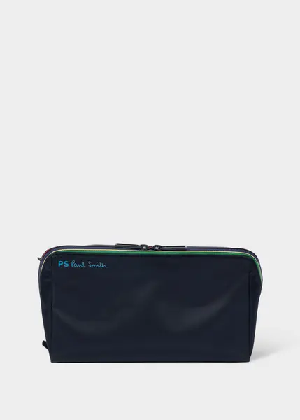 Image of Ps Paul Smith Navy 'Sports Stripe' Nylon Wash Bag