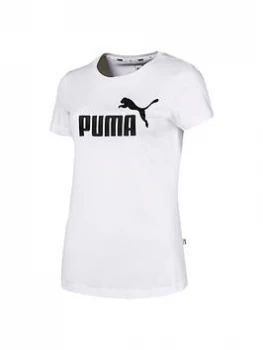 image of Puma Essential Logo Tee - White, Size S, Women