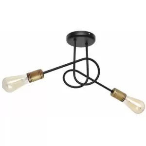 image of Helam Oxford Multi Arm Semi Flush Ceiling Light Black, Patina 38cm