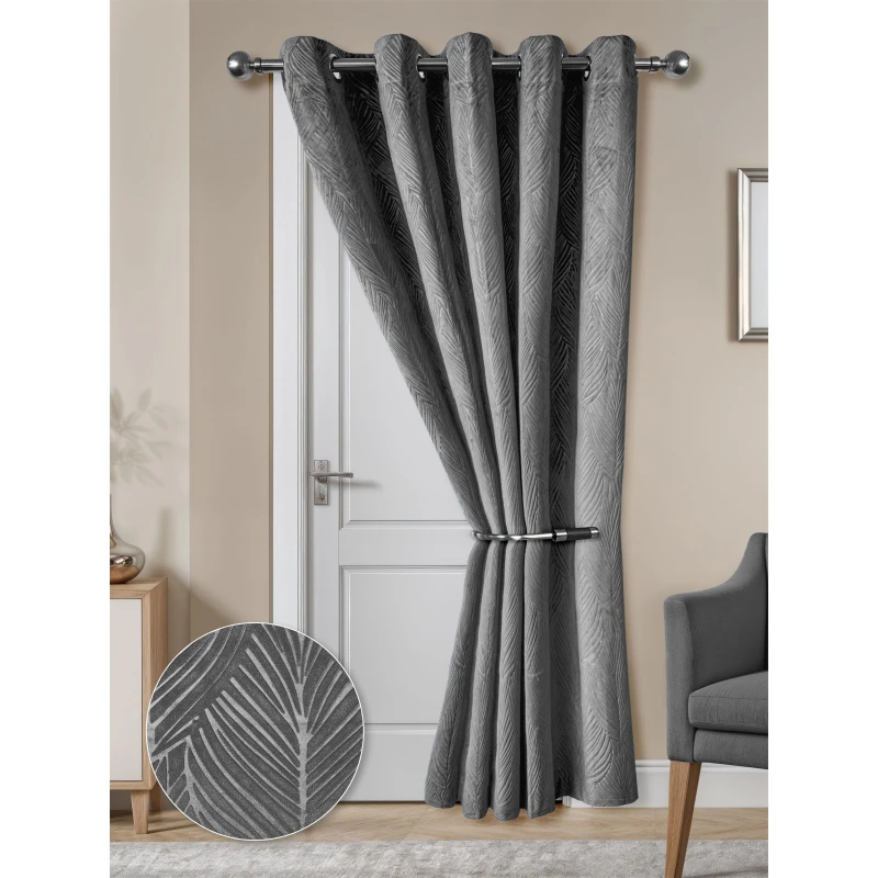Image of Emma Barclay Eyelet Door Curtain Thermal Blackout Twilight Charcoal unisex 117x213cm