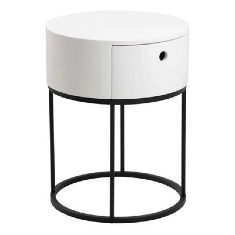 Image of Furniture To Go Polo Round Bedside Table In White And Black