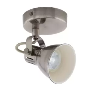 Image of Wall 1 Spot Light Colour Nickel Antique Creme Shade Bulb GU10 1x3.3W Included