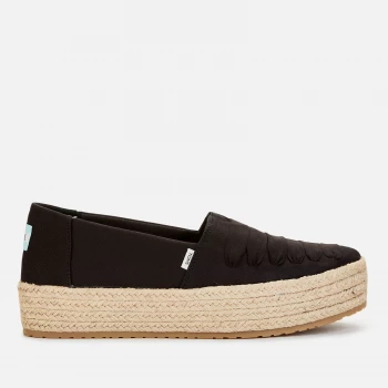 image of TOMS Womens Valencia Vegan Canvas Flatform Espadrilles - Black - UK 5