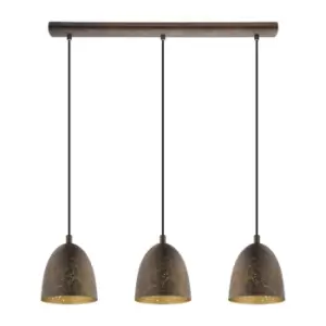 image of Hanging Ceiling Pendant Light Brown & Gold Pattern 3x 60W E27 Kitchen Island