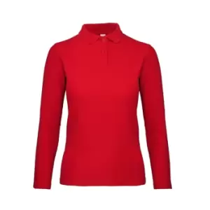 image of B&C ID.001 Womens/Ladies Long Sleeve Polo (2XL) (Crimson)