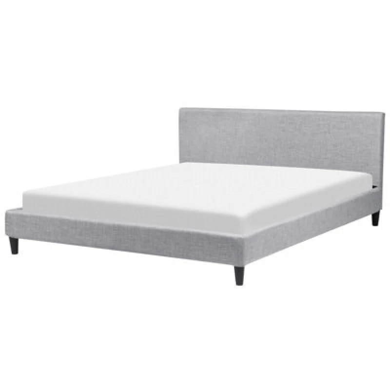 Image of Beliani Bed Fabric Fitou 180 X 200 Cm (Eu Super King) Light Grey