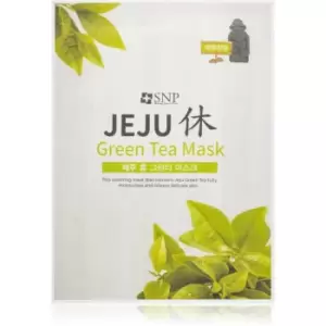 image of SNP Jeju Green Tea Moisturising face sheet mask with Soothing Effects 22 ml