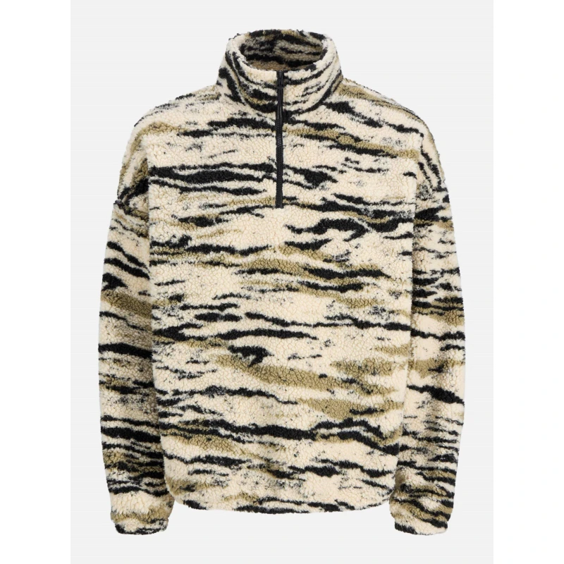 Image of Jack and Jones Skin Teddy Fleece Half Zip Top Mens Oatmeal male S