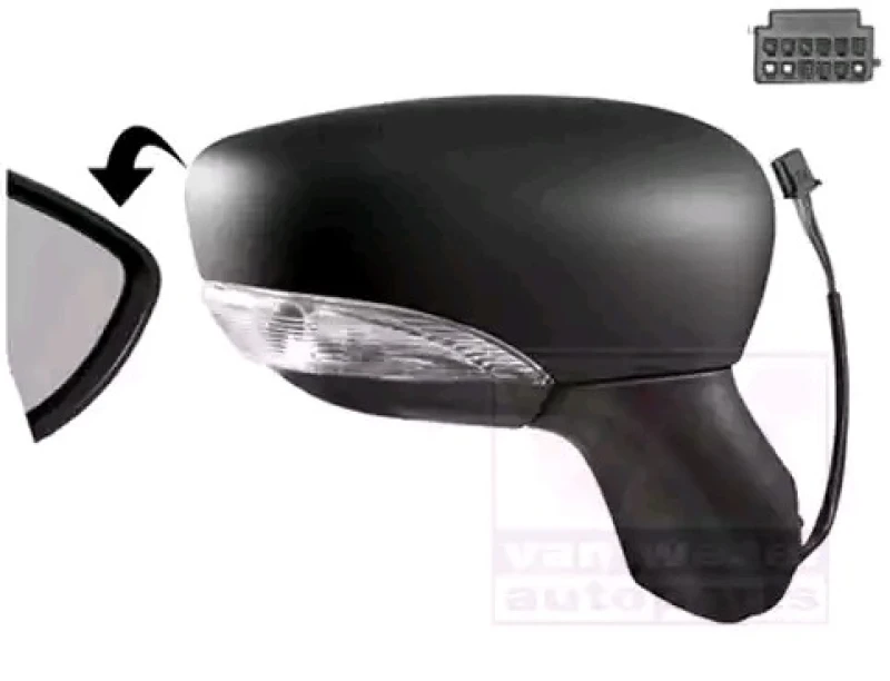 Image of VAN WEZEL 4373806 Wing mirror * HAGUS * Right, black, with temperature sensor, Rough Outside Mirror (50)