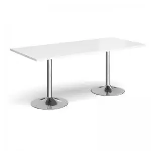 Image of Genoa rectangular dining table with chrome trumpet base 1800mm x 800mm