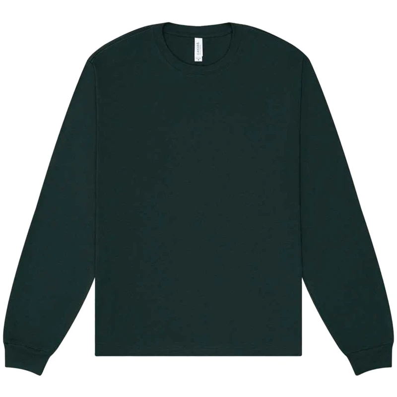 Image of Bella + Canvas Mens Heavyweight Long-Sleeved T-Shirt in Green Size: Large Green Male L