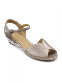 image of Hotter Hallie Low Wedged Heeled Sandal Silver