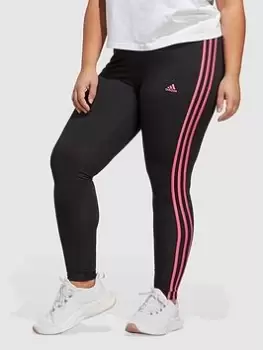 Image of adidas Sportswear 3 Stripe Leggings - Plus Size - Black/Pink, Size 2X, Women