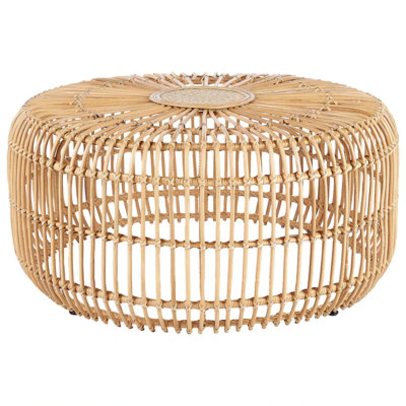 Image of Beliani Garden Coffee Table Randazzo 85cm 85cm Rattan Light Brown