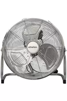 image of Chrome Silver Metal High Velocity Cold Air Circulator Adjustable Floor Fan with 3 Speed Settings - 14"