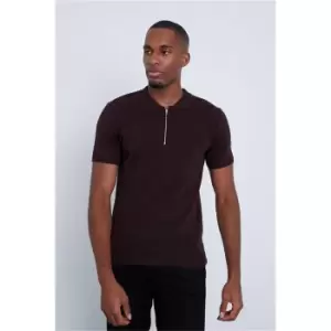 I Saw It First Slim Fit Half Zip Zip Through Top - Brown