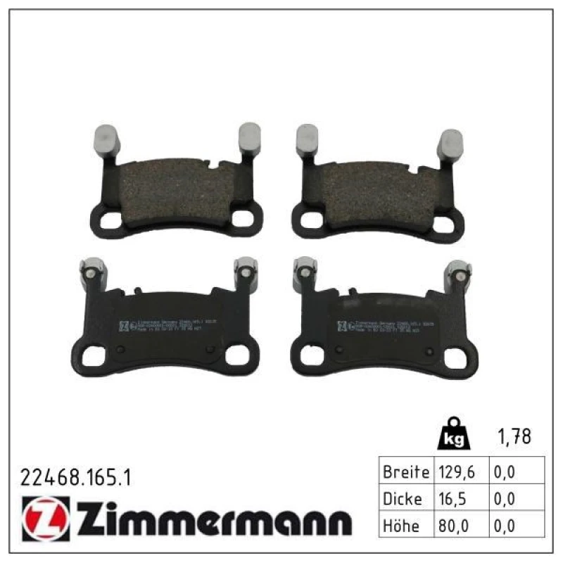 Image of ZIMMERMANN Brake pad set ZIMMERMANN 22468.165.1