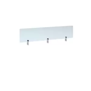 Image of Desktop clear acrylic screen topper with white brackets 1400mm wide