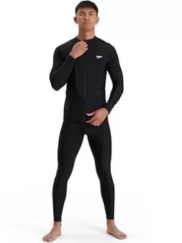 Image of Speedo Zip Long Sleeve Rash Top - Black