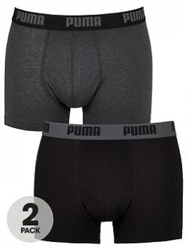 image of Puma Basic Boxer Shorts (2 Pack) - Grey/Black , Grey/Black Size M Men