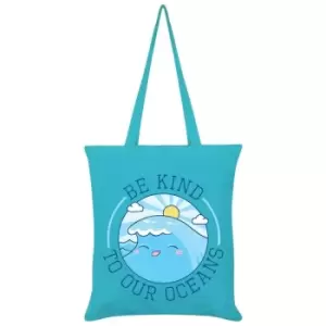 Image of Grindstore Be Kind To Our Oceans Tote Bag (One Size) (Blue) - Blue